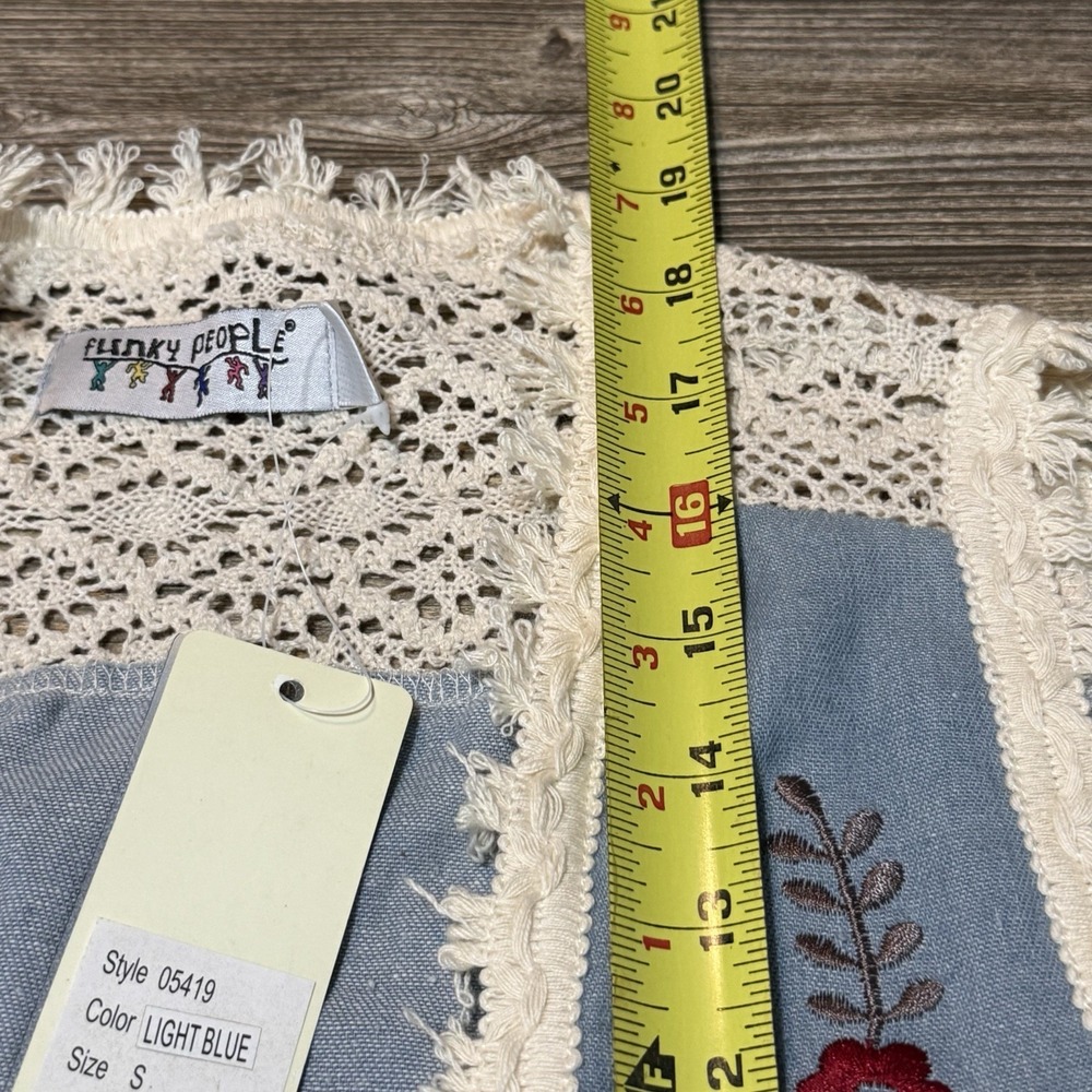VTG Funky People Embroidered‎ Floral Vest Festival Boho Hippie - Picture 7 of 10